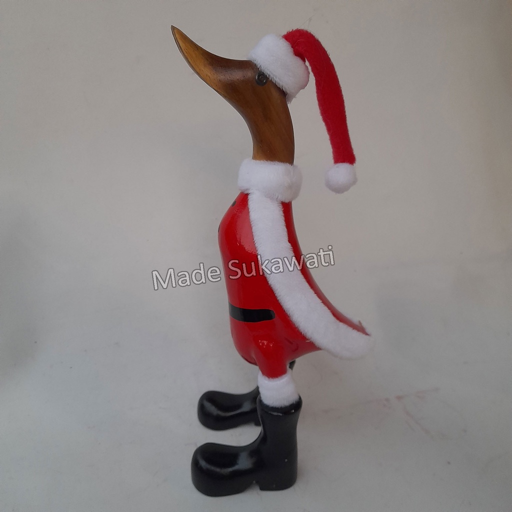 Patung bebek merah putih 27cm Natal Sinterklas SantaClaus kerajinan kayu handmade