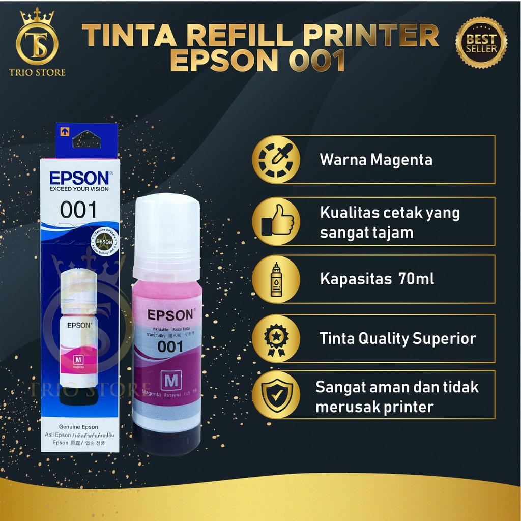 1 SET 4 PCS Tinta Epson 001 For Printer L4150 L4160 L6160 L6190 Premium