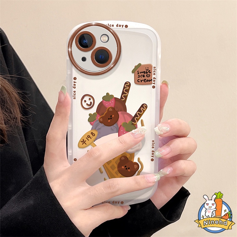 IPHONE Casing Kompatibel Untuk Iphone14 13 12 11 Pro Max Xr X Xs Max Iphone7 8 6 6s Plus Se2020 DIY Lucu Kartun Beruang Bingkai Melingkar Lensa Casing Ponsel Shockproof Soft Case Cover Pelindung