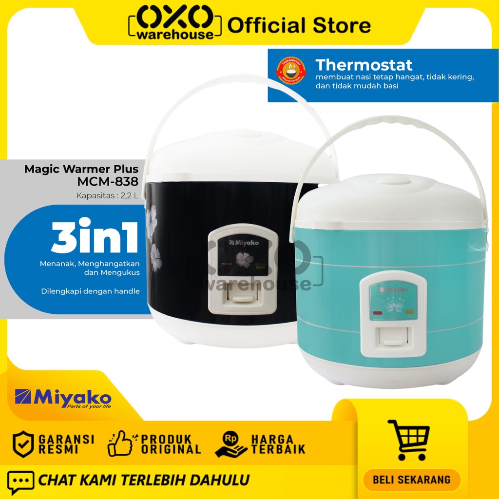 MIYAKO Rice Cooker MCM-528 1.8 Liter Magic Com Warmer Mejikom Low Watt Garansi Resmi