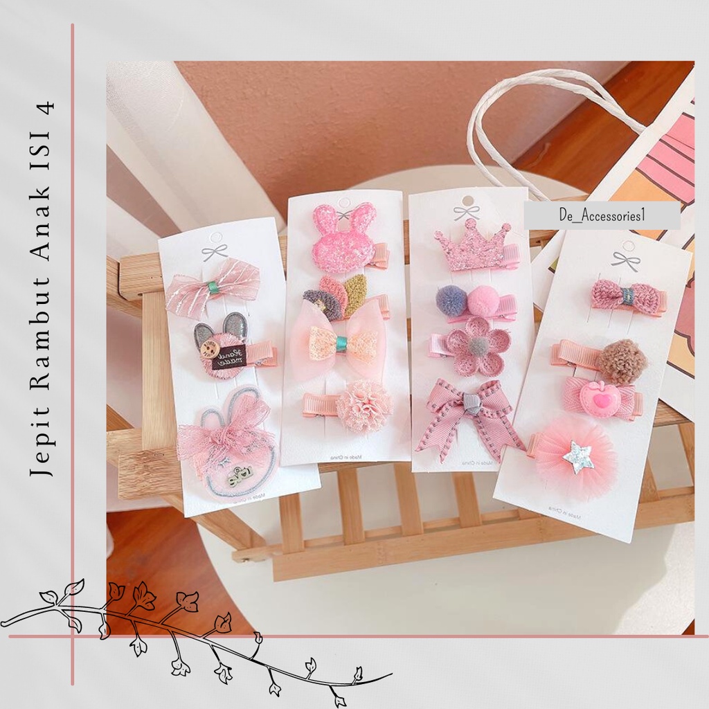 Jepit Rambut isi 4 / Jepit Rambut Anak Isi 4 / Jepit Rambut Anak / Jepit Rambut Lucu /Jepit Rambut