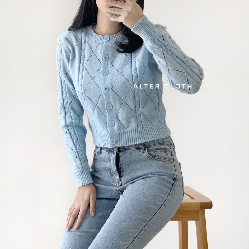 Alter.Cloth - NICOLA CARDI Atasan Wanita Lengan Panjang Kardigan Korea Knit Rajut Import Fashion