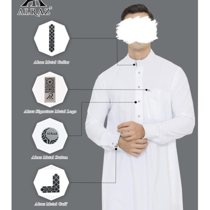 Jubah / Gamis Haramain Saudi Alraz - Al Raz Kombinasi Manset Pria Noor