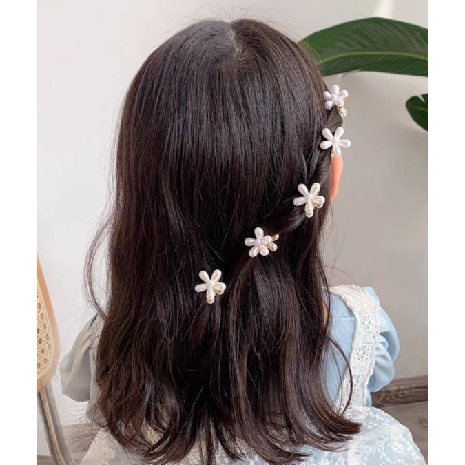 Jepit Rambut Mini Elegan Motif Bunga Daisy Jepit Poni Ornamen Aksesoris Rambut Jedai Mini Hair Claw Clips