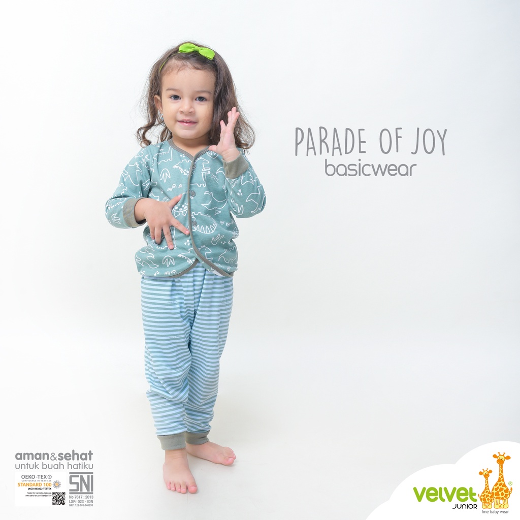 Velvet Junior Setelan Baju Anak Kancing Tengah Panjang Celana Panjang - BasicWear Parade Of Joy