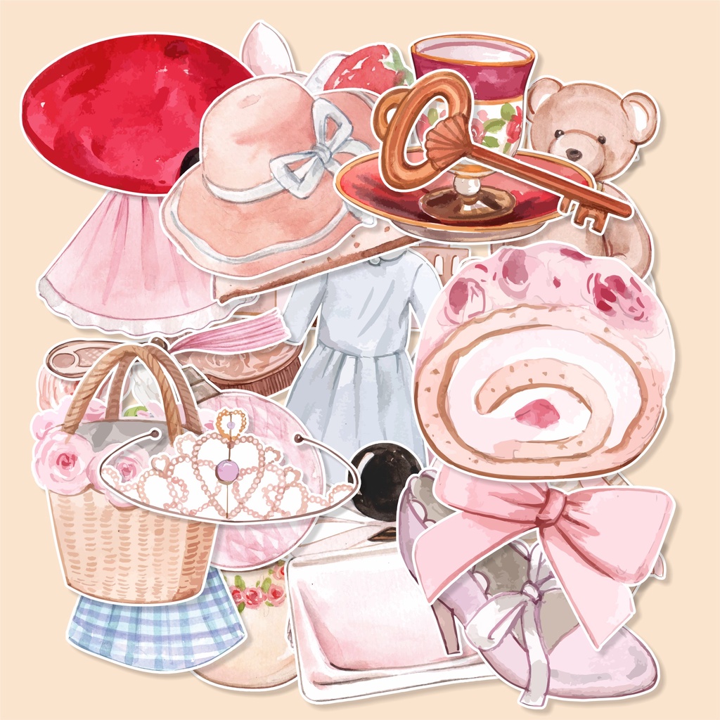 

( 50 pcs ) random stiker PRINCESS STUFF-watercolor