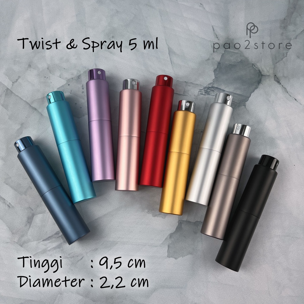 Botol Twist and Spray 5ml - Botol Kaca Spray Aluminium - Parfum Perfume Refillable Travel Size