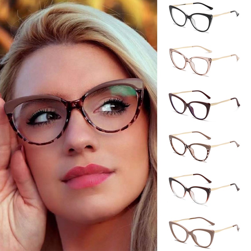 Kacamata Photocromic Kacamata Cat Eye Anti Radiasi Bahan Metal Untuk Wanita Gaya Retro ANTOP