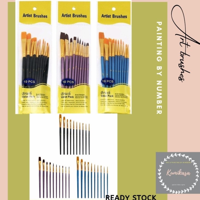 

Kuas art paint by numbers profesional value pack 10pcs - random