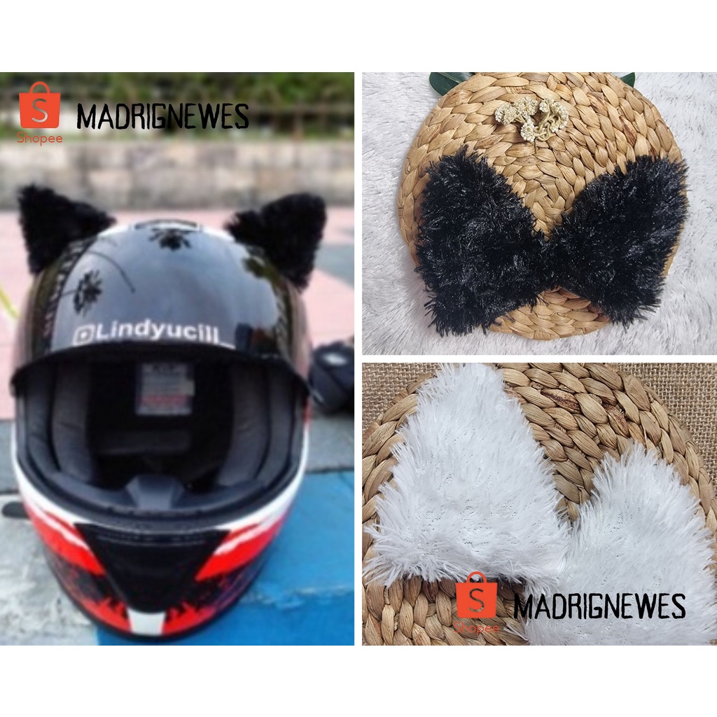 Accesories helm kuping kucing full bulu helmet cat biker motorcycle cosplay decorasi nekomimi / Kupi