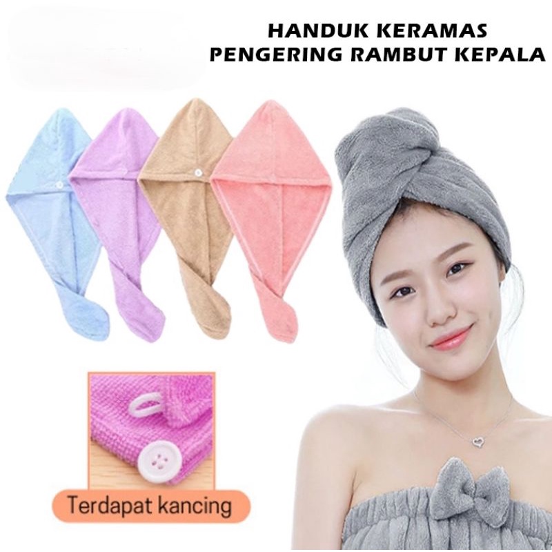 Handuk Keramas Pengering Rambut Microfiber / Hair Dryng Towel Cap Handuk