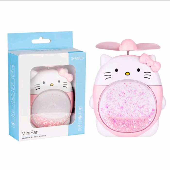 Kipas angin portable + LED + Glitter KT Mini fan