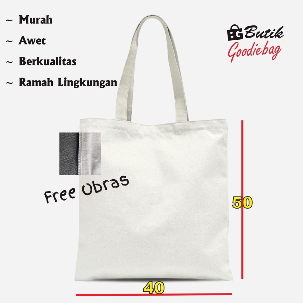 Tas Souvenir / Goodie Bag / Totebag / Tas Blacu Premium Polos Obras 40x50