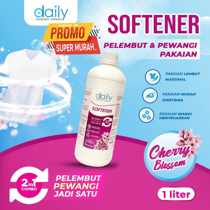 SOFTENER 2IN1 PEWANGI DAN PELEMBUT PAKAIAN 1 LITER  BY DAILY SOFTENER CHERRY BLOSSOM SEKALI BILAS WA