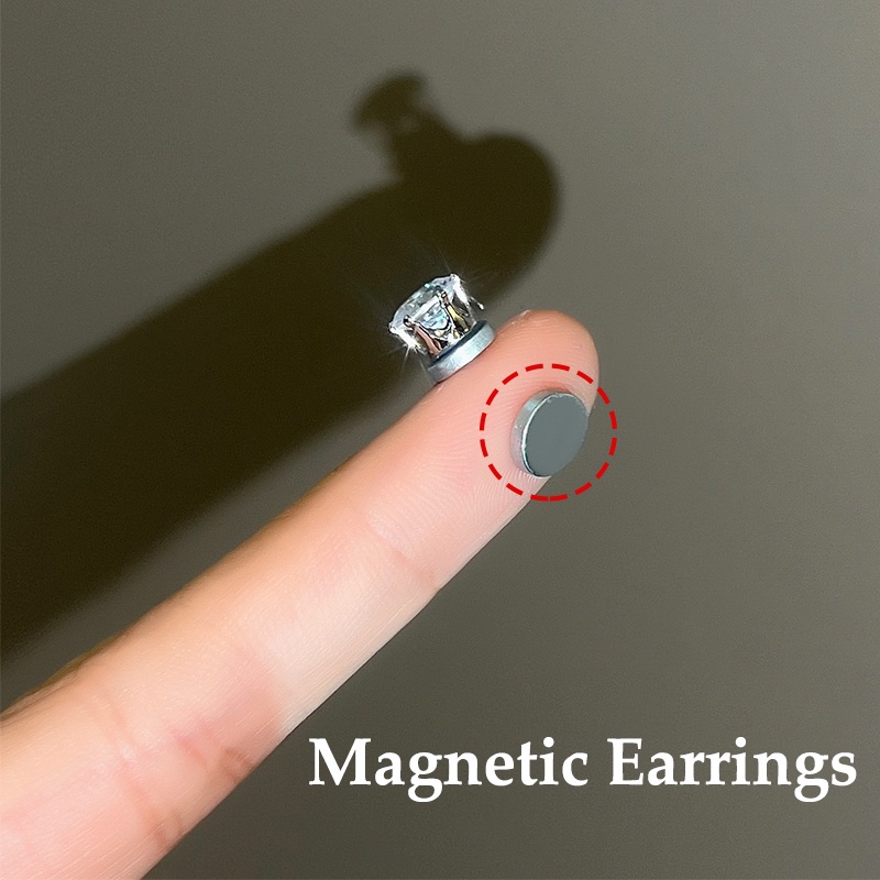 Anting Klip Magnetik Kristal Elegan Untuk Wanita Zirkon Earring Aksesoris Perhiasan