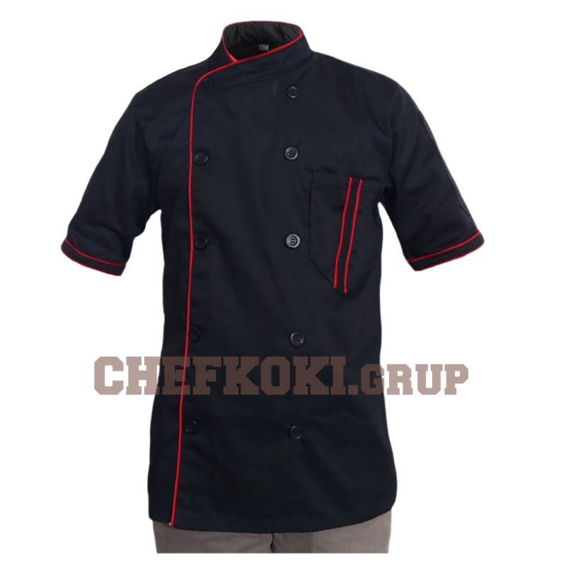 Baju Kameja Jacket Chef Koki Lengan Pendek Unisex Pria Wanita Termurah