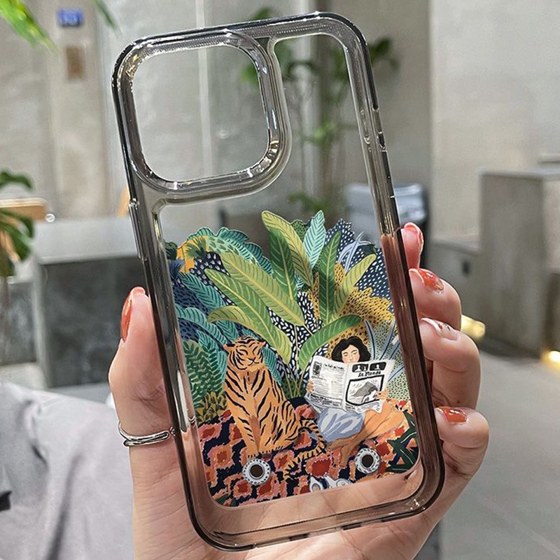 IPHONE Casing Tiger Cat Soft Shockproof Phone Case Kompatibel Untuk Iphone14 13 12 11 Pro XS Max X XR 78 6 6S Plus Casing Transparan TPU Cover