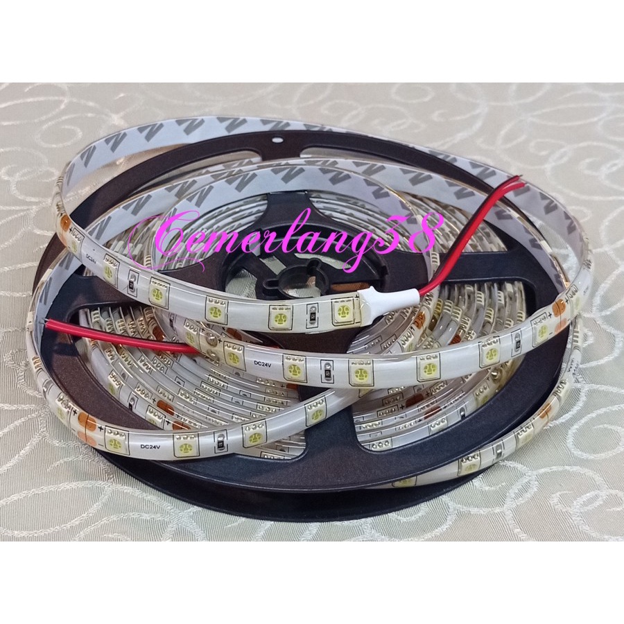 LED Strip Flexible 5050 24V putih 300 LED/Roll WaterProof IP44