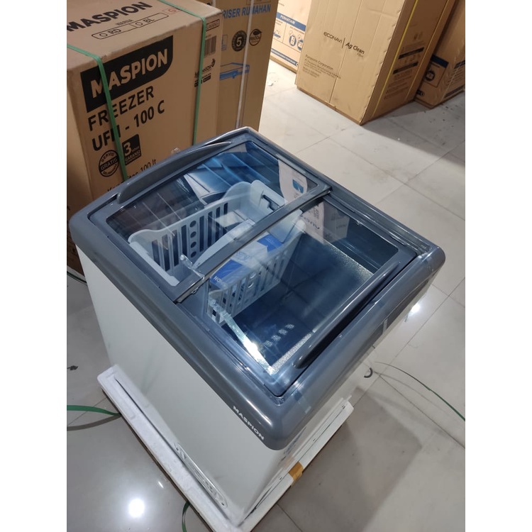 MASPION UFH 100 C CHEST FREEZER BOX 100 LITER LEMARI PEMBEKU SLIDING