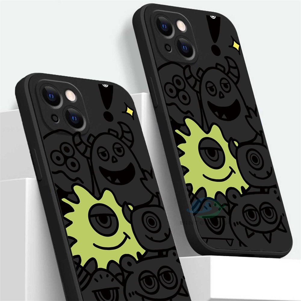 Casing Kompatibel Untuk IPhone 13 Pro Max IPhone11 IPhone12 6 6S 7 8 Plus Graffiti Kartun Monster Soft Silicone Phone Case Binteacase