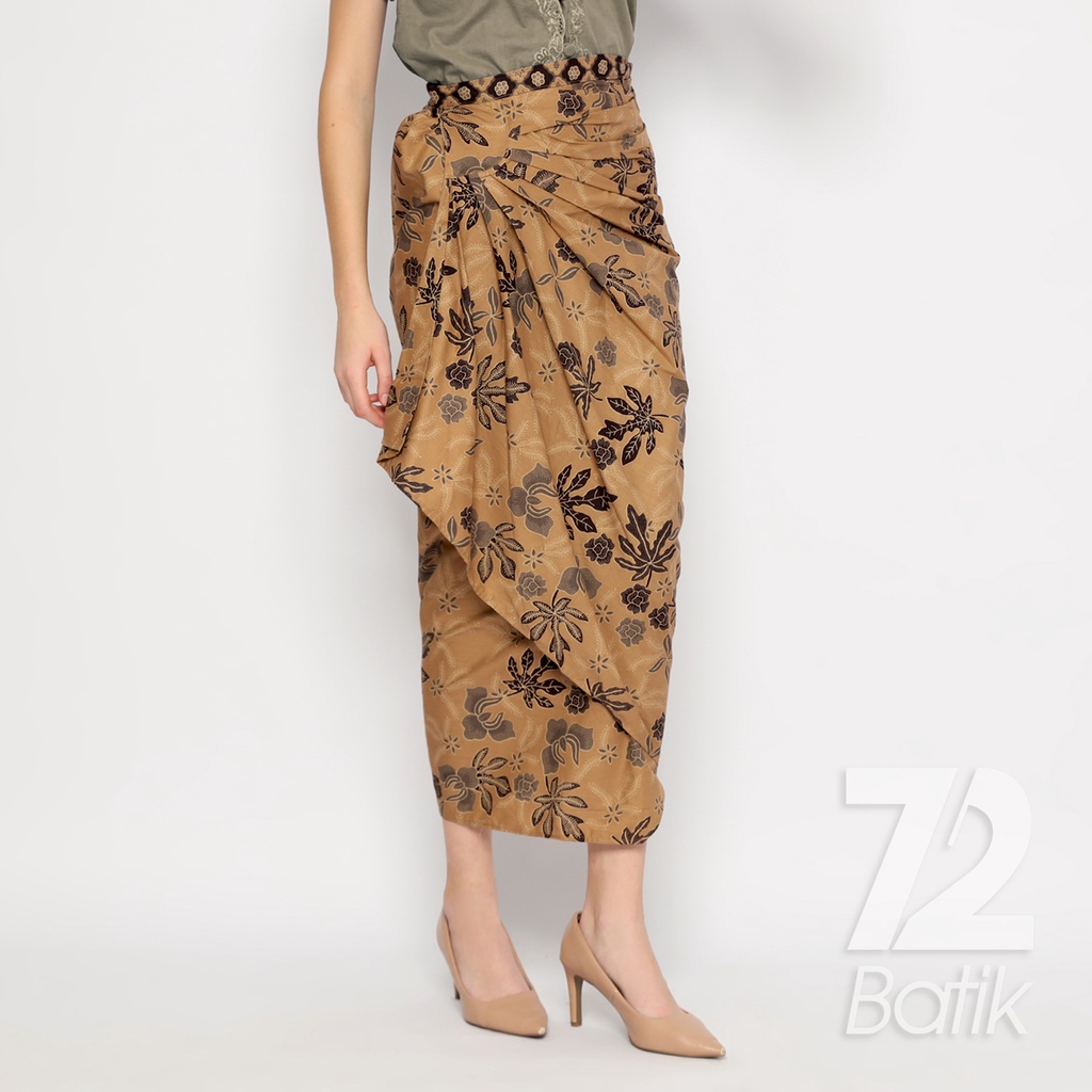 ROK LILIT BATIK Skirt Kebaya Instan Modern Wanita Motif Daun Pepaya Coklat Choklat Cokelat 722661 Cap 72