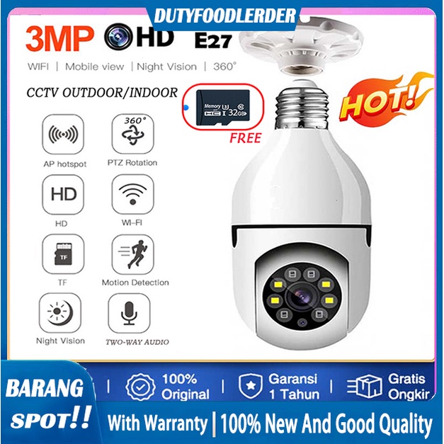 CCTV Lampu V380 Pro 3MP Kamera CCTV Wifi Lampu CCTV 360 Derajat Panoramic Smart CCTV Bohlam IP Camer