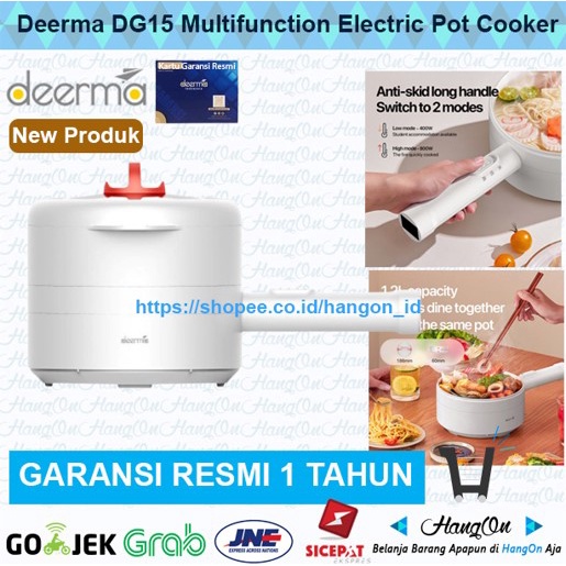Deerma DG15 Multifunction Electric Pot Electric Cooker Panci Elektrik Frying Pan Alat Masak Kukus Rebus Goreng Steam Serbaguna