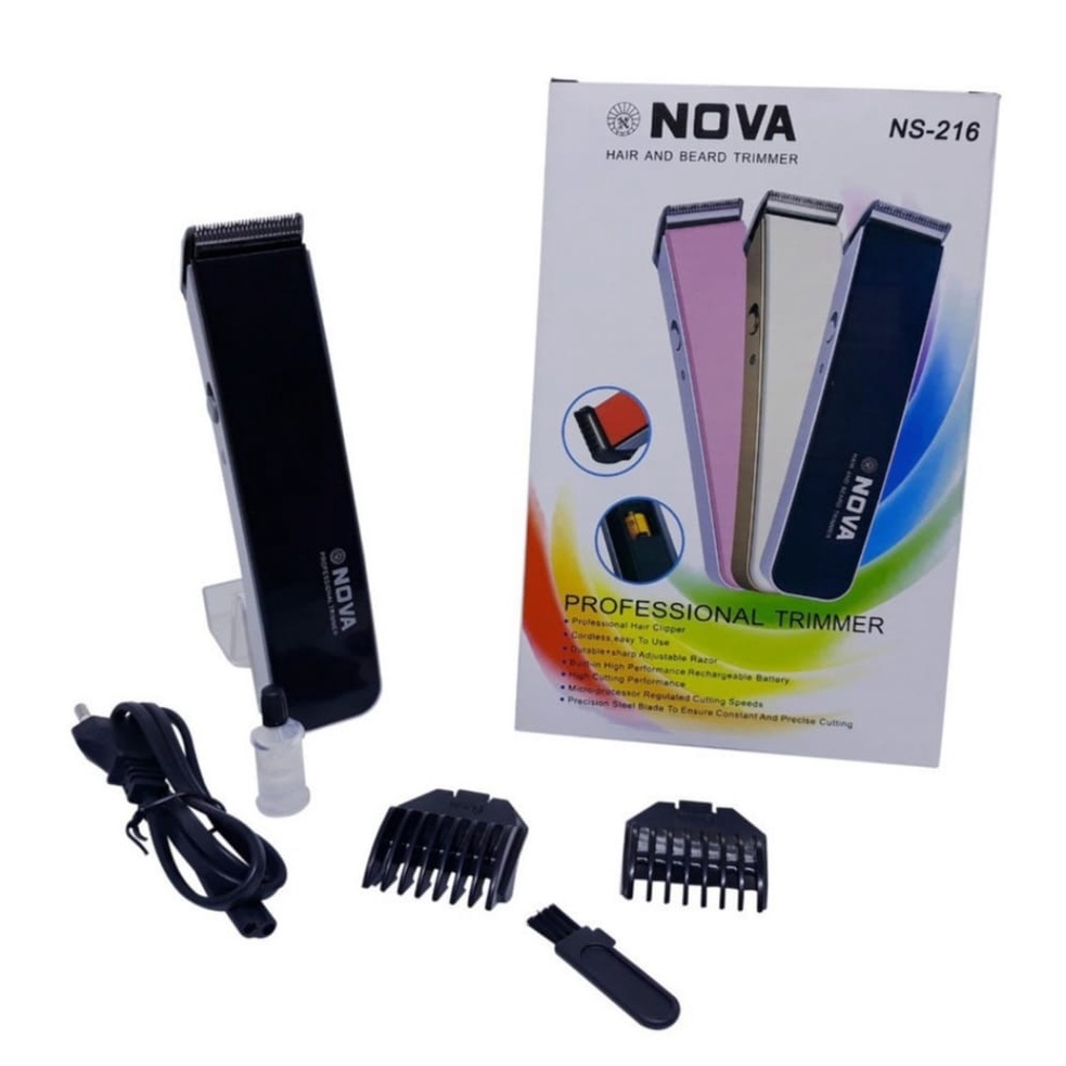 Alat Cukur Rambut Kumis Dan Jenggot Elektrik Nova NS 216- Hair Clipper Rambut Hair Trimmer 1 Set  NOVA Elektrik Portable Rechargeable Tanpa Kabel