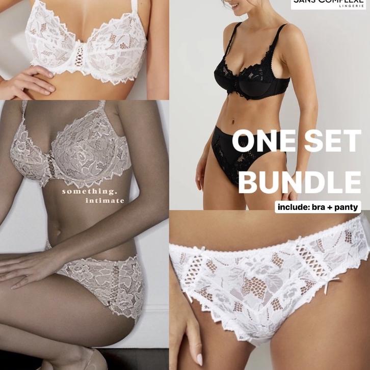 Hot ONE SET BUNDLE - Sans Complexe Arum Minimizer Bra Embroidered Lace bH Rumah Bralette Cup DD E Bh
