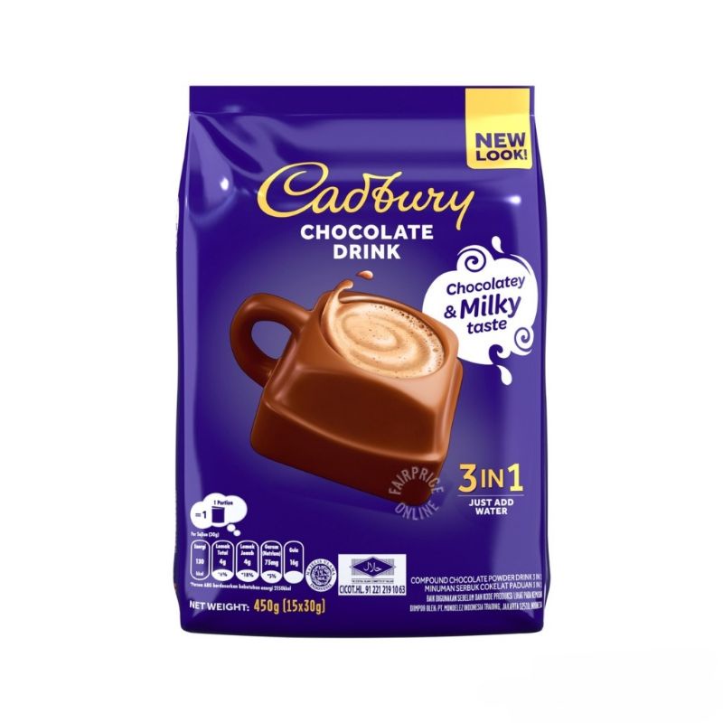 

Cadbury 3 in 1 Hot Chocolate Drink Malaysia / Susu Coklat Cadbury Milky Taste (15 sachet x 30 gr)