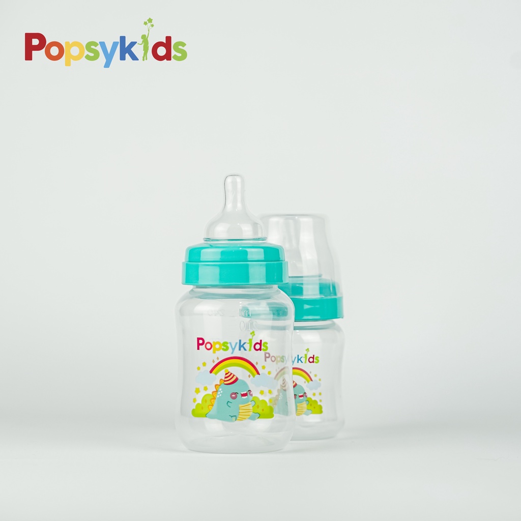 Popsykids Wide Neck Classic Milk Bottle | Botol Susu Bayi 120ml / 240ml Wide Neck BPA Free Anti-Colic Soft Silicone Nipple