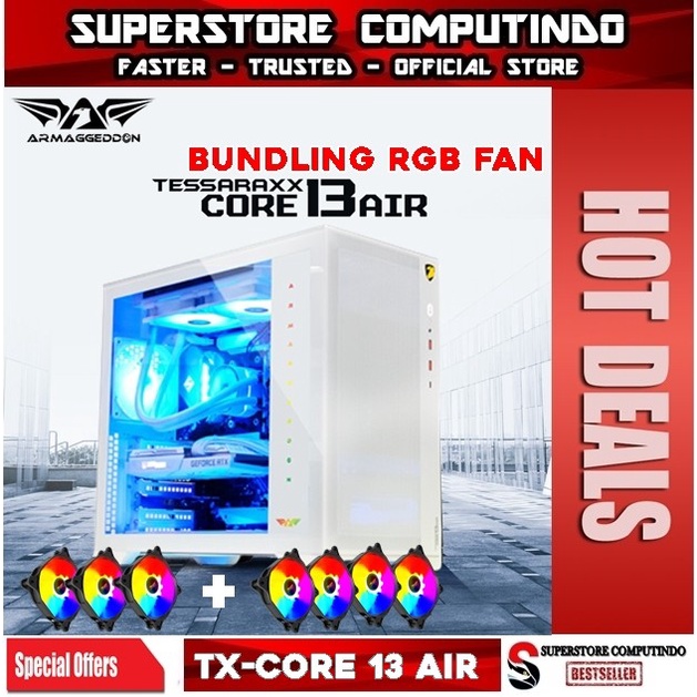 Casing Gaming Armaggeddon Tessaraxx Core 13 Air E-ATX | White PC Case