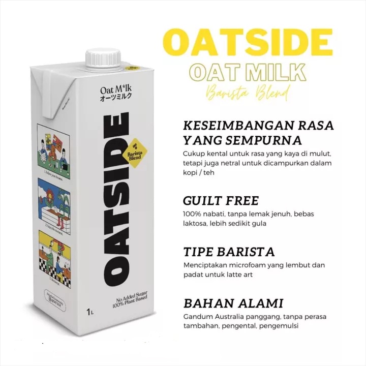 SUSU GANDUM OATSIDE BARISTA BLEND 1L OAT MILK VEGAN DAIRY LACTOSE FREE