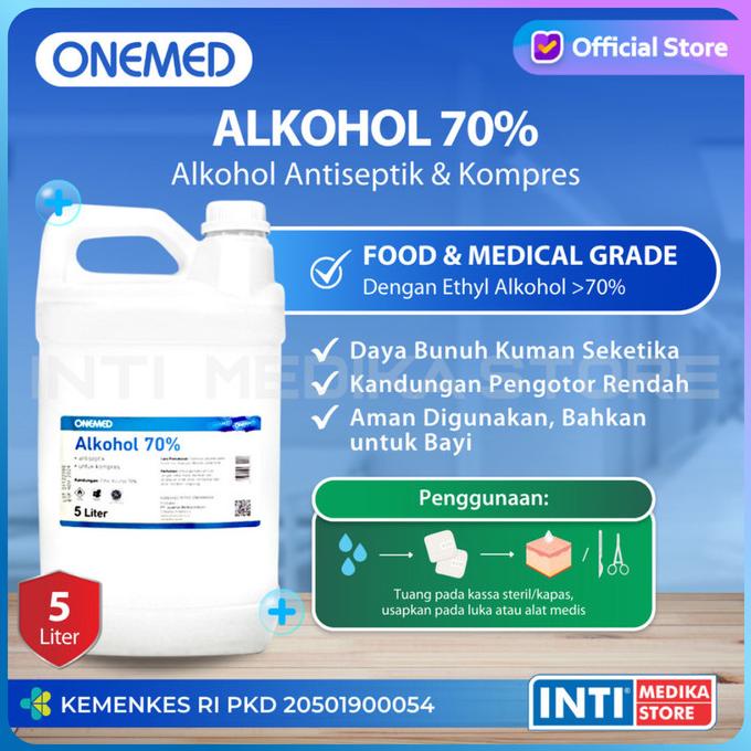 ONEMED - Alkohol 70% 5 Liter | Alkohol Antiseptik | Alkohol Onemed