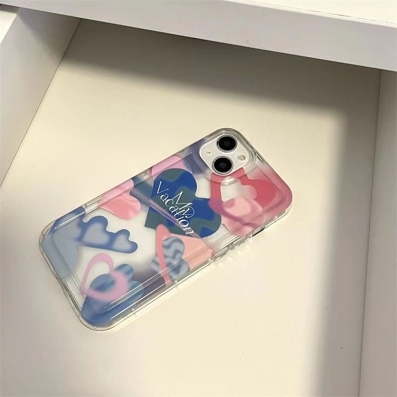 IPHONE Love Soft Phone Casing Kompatibel Untuk Iphone14 13 12 11 Pro XS Max X XR Casing Transparan Shockproof Case7 8 6 6S Plus Cover TPU