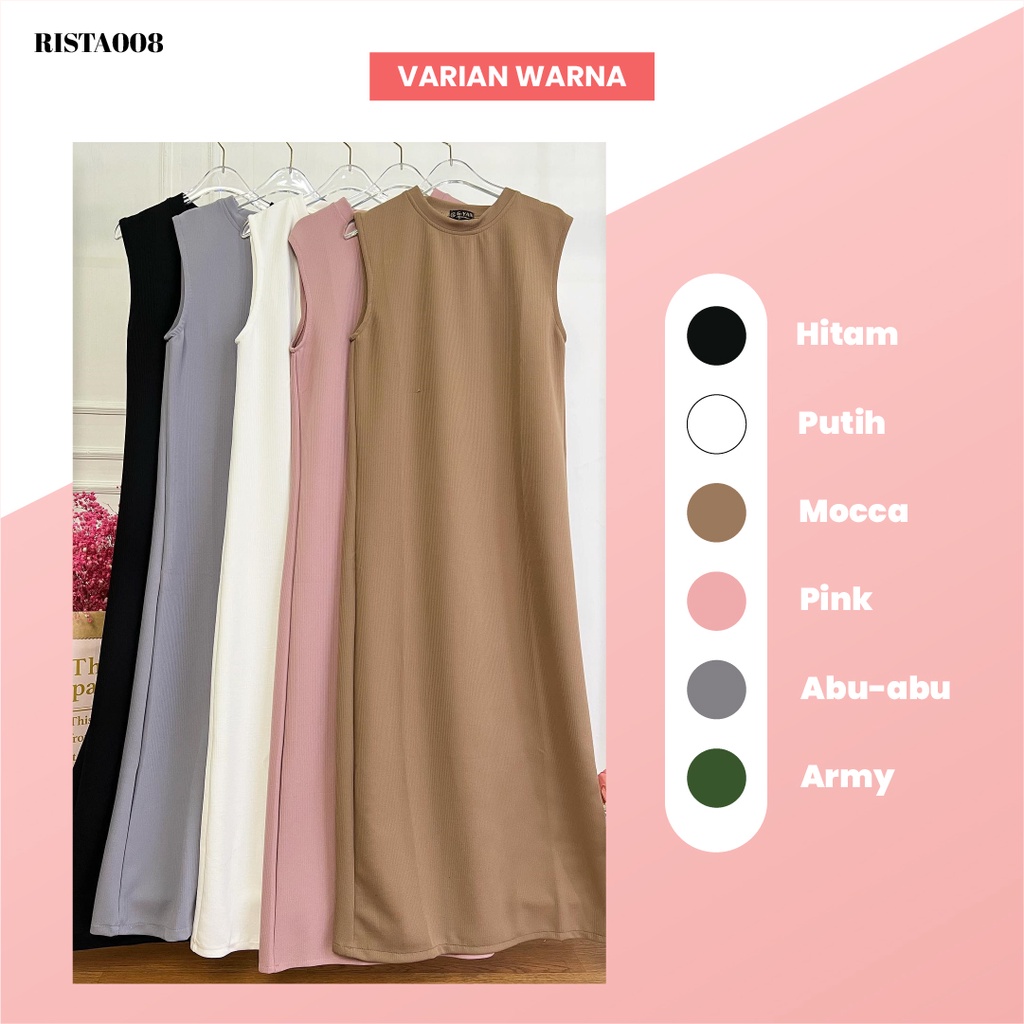 Inner Dress Rajut Gamis Tanpa Lengan Pakaian Muslim Wanita Ootd Hijab Outfit Kekinian