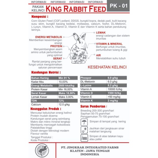 PELET PAKAN KELINCI 20KG - KING RABBIT FEED - PAKAN KELINCI