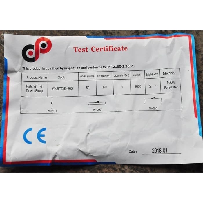 Ratchet Tie Down 2Ton x 15M |Cargo Lashing Belt | Tali Pengikat Barang
