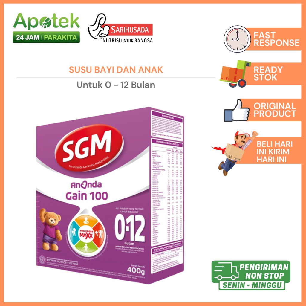 SGM Ananda Gain 100 0-12 Bulan Susu Bubuk 400 g