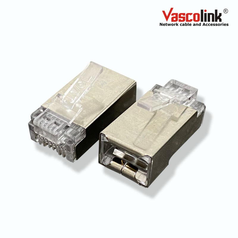 Konektor RJ45 Ftp Cat6 EZ Besi Gold Vascolink 1pack isi 50pcs Anti Gagal Ftp Cat6 EZ