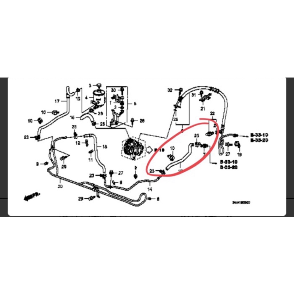 Selang Balik/Return Powersteering Honda CR-V Gen 3 tahun 2007-2012 Orisinil Honda