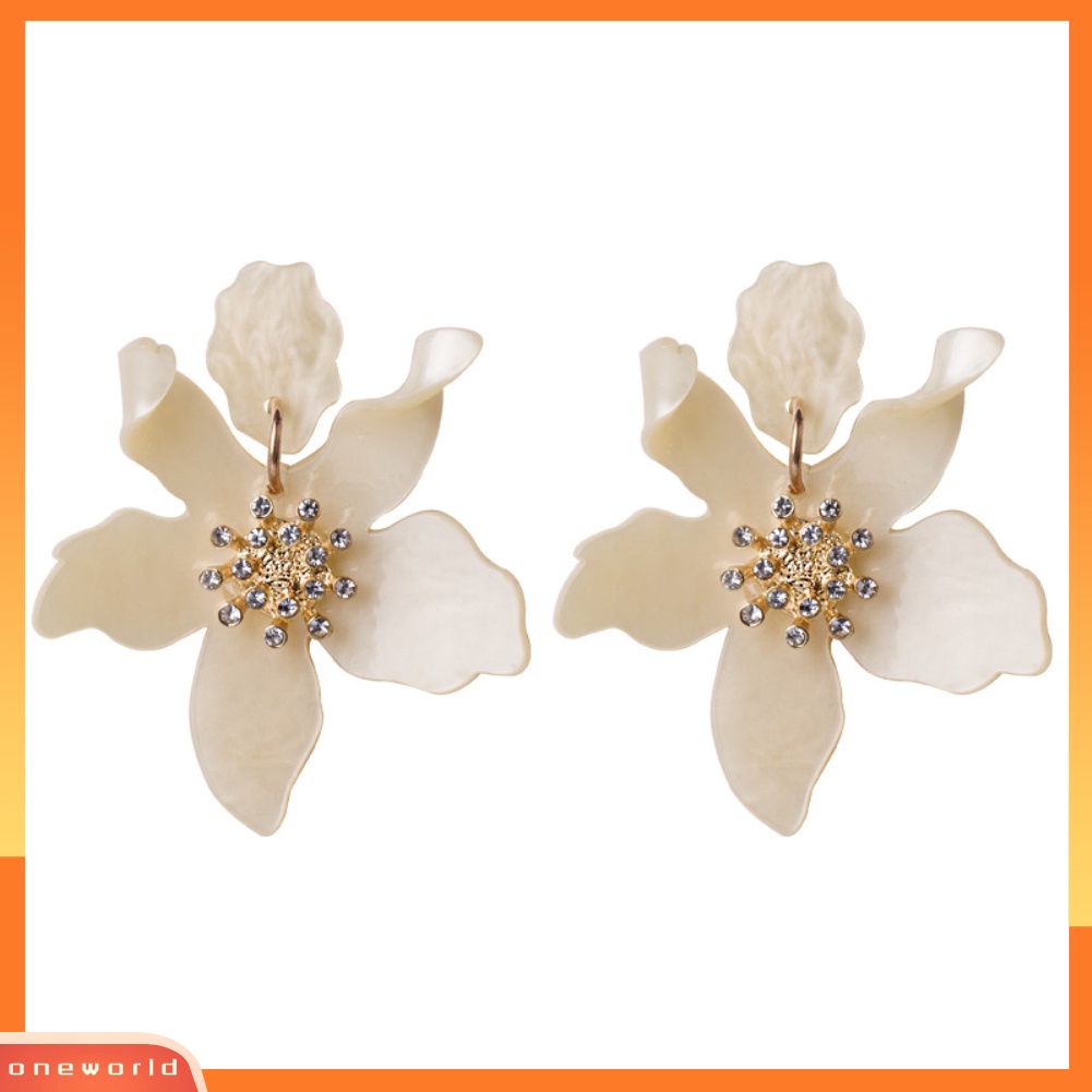 [WONE] Wanita Elegan Liontin Bunga Akrilik Statement Ear Studs Earrings Perhiasan Hadiah