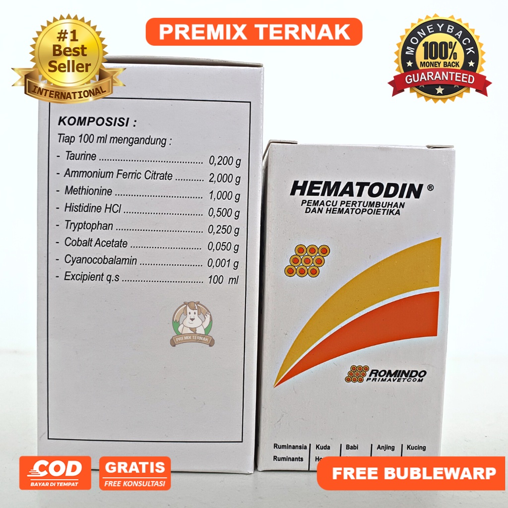 HEMATODIN 50ml HEMATODIN 100ml Injeksi  - Obat Penambah Darah, Pemacu Pertumbuhan