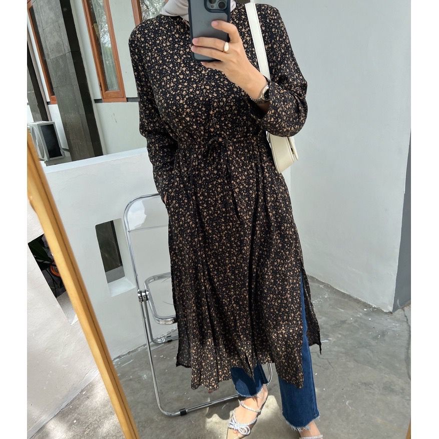 BEFAST - ZFS FASHION DRESS MELANI / DELILA SHAKILA SLIT DRESS / LongDress Kekinian Wanita Remaja / Pakaian Casual Wanita / Outfit Hangout Wanita / Dress Lengan Panjang / Trendy / Dress Maxy Motif Flower / Fashion Wanita Muslimah