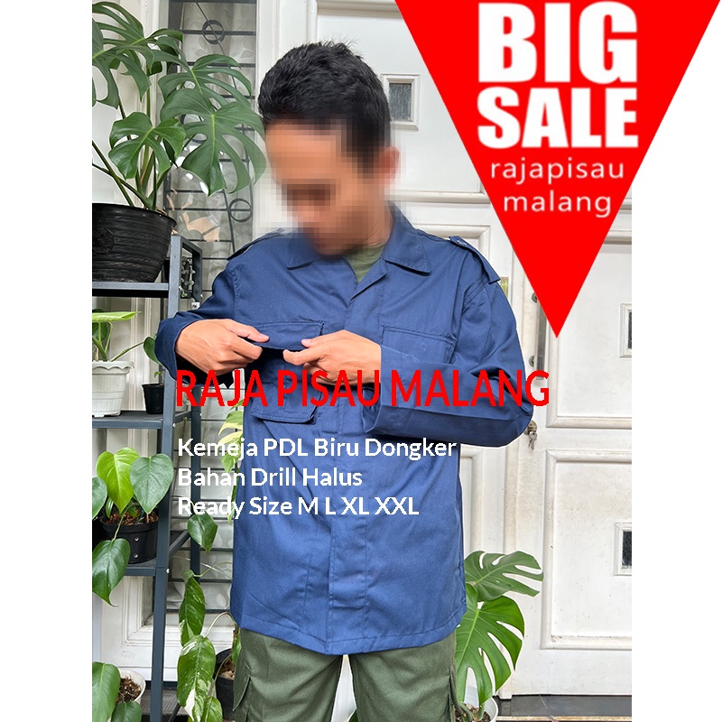 Kemeja Net TV Tanpa Pangkat Biru Navy Dongker Seragam PDH PDL