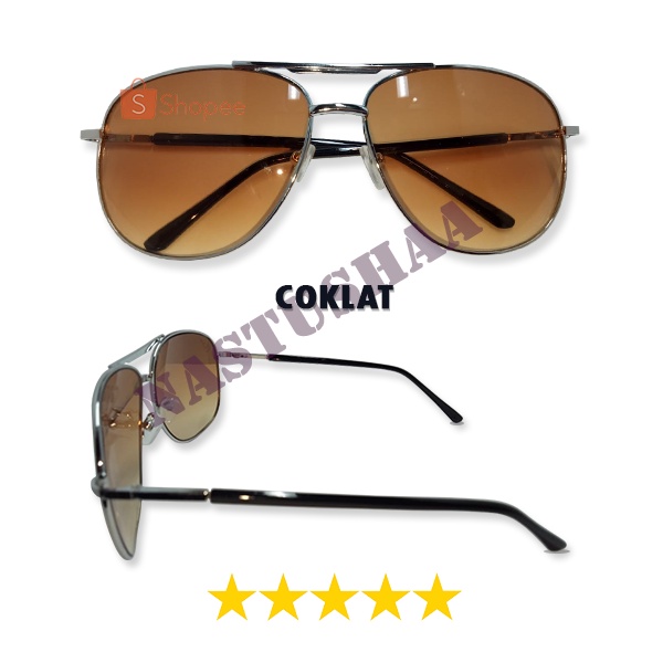 Kacamata Fashion Aviator Anti UV Protection Bingkai Besi Kacamata Gaya Sunglasses Retro Klasik Unisex