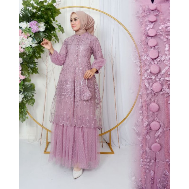 Permata Olshop / Gamis Shanum / Kebaya Modern Original / Fashion Muslim / Gamis Pesta Terbaru / Gamis Pesta Mewah / Gamis Brukat Modern