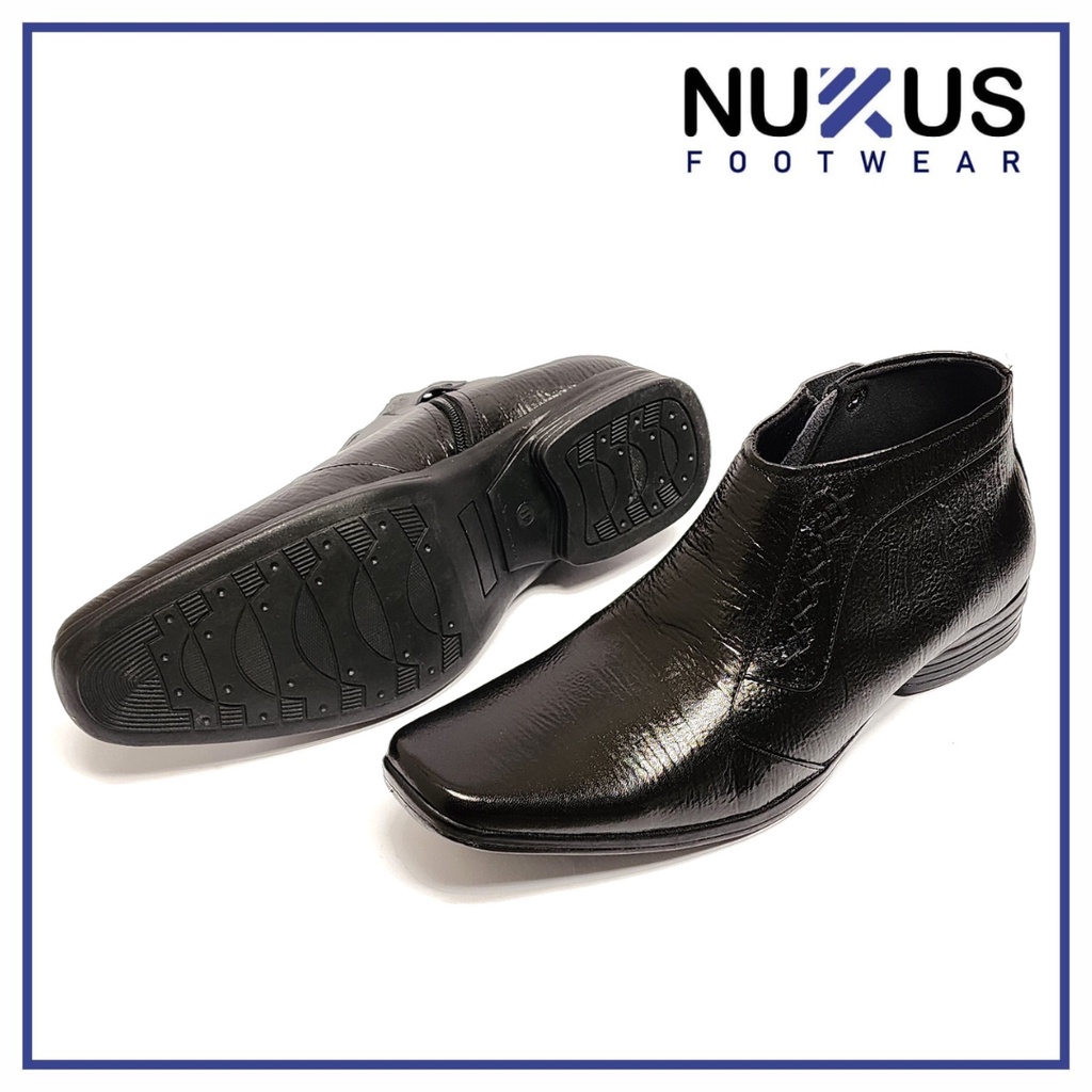 Sepatu Pria Pantofel PDH Resleting Kulit Asli Nukus - BT 01