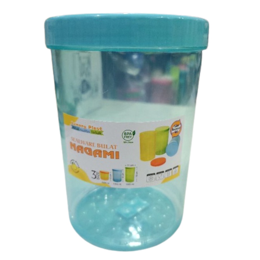 Toples Jajan Ukuran L Nagami 6508 Toples Nagami 1500 ml / Sealware Plastik Bulat Warna