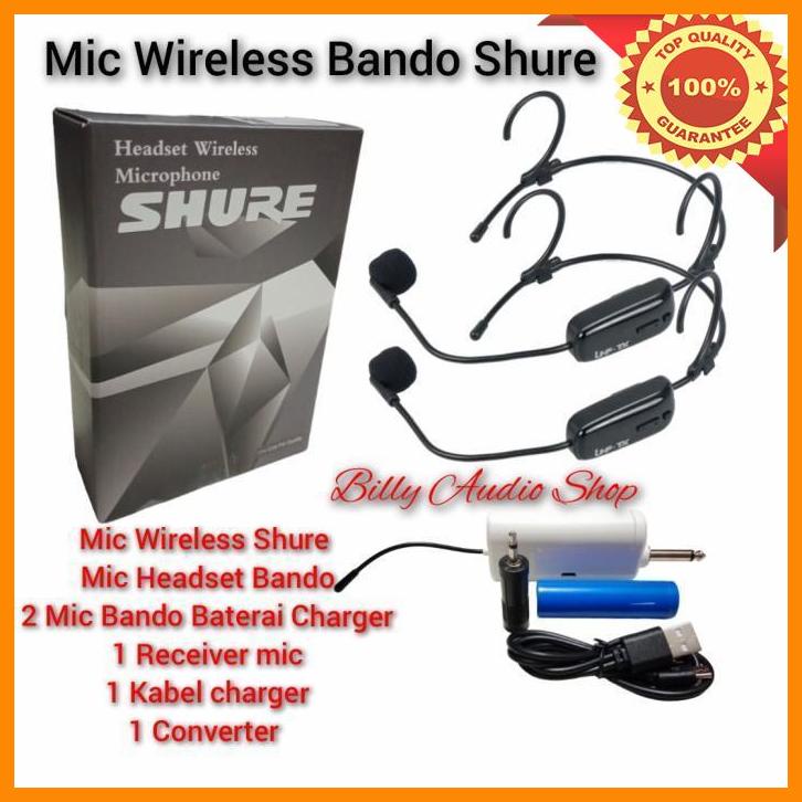 (BIL) Mic Wireless Shure Headset Bando 2 Mic Charger